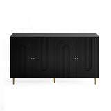 Modern Black Lacquered 4 Door Wooden Cabinet Sideboard Buffet Server Cabinet Storage Cabinet, for W1435P228914