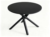 Modern Round Side Table with Crossed Metal Legs, 23.6" Small Accent End Table with Adjustable Feet, 07743307