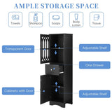 Tall Bathroom Cabinet, Freestanding Storage Cabinet with Drawer and Doors, MDF Board, Acrylic Door, WF289427AAB