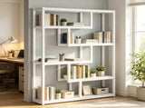 69 Inch Industrial Etagere Bookshelf, 5 Tier Bookcase with Staggered Shelves 57232579