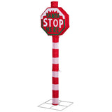 Lighted STOP Sign Christmas Yard Decorations, Pre-lit Road Sign SANTA STOP HERE with 70 LED White 88273492