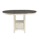 Antique White and Rosy Brown Finish Counter Height 1pc Dining Table w Extension Leaf and Storage B01167865