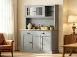 71" Gray Freestanding Kitchen Pantry Cabinet Modern Tall Hutch with Wide Countertop and Custom 84513500