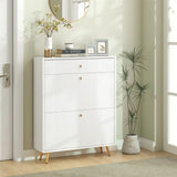 White shoe cabinet with adjustable shoe rack 34135365
