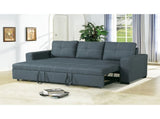 3 Seats Polyfiber Convertible Sleeper Sofa, Blue Grey B01682375