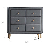 ZNTS Light Grey Upholstered 6-drawer Double Dresser B062P186553