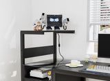 Computer Desk with Power Outlet & Storage Shelves, Study Writing Table with USB Ports Charging 20137043