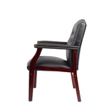 ZNTS Leather Reception Guest Chairs W/Padded Seat and Arms Ergonomic Mid-Back Office Executive Side Chair 27913111