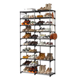 ZNTS FCH double row 10 layers non-woven shoe rack iron pipe + PP pad + plastic 85.7*29.8*158cm black 17125702