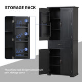 Bathroom Storage Cabinet with Doors and Drawer, Multiple Storage Space, Adjustable Shelf, Black WF308204AAB