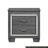 Glamourous Style 1pc Nightstand of 2x Drawers LED Lighting Faux Crystals Bar Pulls Gray Finish B01165897