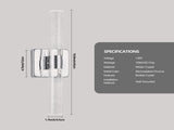Contemporary Crystal Wall Light, Chrome Finish with Bubble Crystal, 2-Light Sconce for Bathroom, W1340P225796