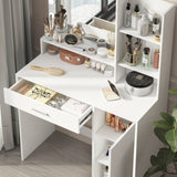 Vanity Desk with Mirror & Light, Large Drawer Three Level Storage Dresser, 3 Lighting Modes W2386P288809