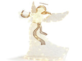 White Cloth Christmas Angel 3.6ft with Moving Wings, 102 LED Warm White Lighted Angel, Plug-in 12V 97723944