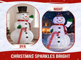 5.7FT Lighted Snowman Holding Candy Cane Christmas Yard Decorations, Pre-lit Pull Up Snowman with 02397479