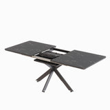 62.4" Extendable 78.15"Very large Black Dining Table Modern Mid-Century Kitchen Table Set for Dining 73934119