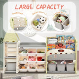Kids Bookshelf Toy Storage with 17 Bins and 5 Bookshelves, Multi-functional Nursery PP300106AAF