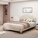 Queen Size Bed Frame Upholstered Platform Bed with Adjustable Headboard,Linen Fabric Padded,Modern W1716P280054