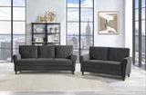 Gray Velvet Upholstery 1pc Comfort Loveseat Plush Seatbacks Tufted Detail Solid Wood Frame Modern B011P204913