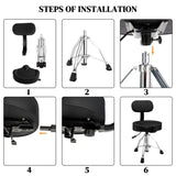 Drum Throne with Backrest, Hydraulic Drum Stool Adjustable Height, Heavy Duty Hydraulic Drum Seat 18687702