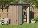 4.27FT x2.42FT Metal Garden Shed 5 X 3 FT Pent Roof with Hinge Door W2794P384275