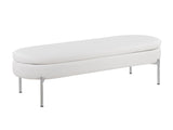 Contemporary Bench in Chrome Metal and White Faux Leather B202P223835