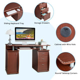 115* 55*74cm 15mm MDF Portable 1pc Door with 3pcs Drawers Computer Desk Coffee Color 10786365