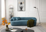 Blue Mid Century Modern Curved Sofa, 3 Seat Cloud couch Boucle sofa Fabric Couch for Living Room, W87679951