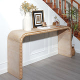 Natural Console Table, 59in Entryway Table, Curved Waterfall-style Table,Console table with W2729P263652