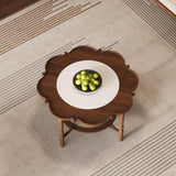 Mid-Century Style Coffee with Petal Shape and White Crackle Pattern Glass, 2-Tiered Coffee N735P291422D
