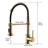 Commercial Black and Gold Kitchen Faucet with Pull Down Sprayer, Single Handle Single Lever Kitchen W1932P172327