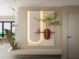 Adjustable 3-Color LED Sandstone Wall Decor with Simulated Green Plants - 3D Art Sculpture, Glass W2700P313029