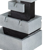 13.6x15.7x22.4" Decorative 4 Tier Gray and Black Block Fountain with Light, for Indoor and Outdoor W2078138948