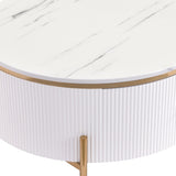 Modern Round Coffee Table with 2 large Drawers Storage Accent Table N735P211280K