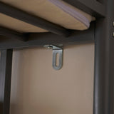 Twin Size Metal Bed with Desk and Storage Shelves, 2 Built-in Ladders & Full-Length Guardrails, 46259316