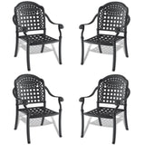 Cast Aluminum Patio Dining Chair 4PCS With Black Frame and Cushions In Random Colors W1710P166056