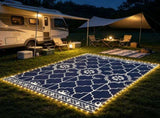Reversible LED Light Outdoor Rug Carpet 12'x9' PP Straw Material with Carry Bag And Ground Stakes 01838261