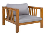 Outdoor Acacia Wood Club Chair with Modern Square Arms, Patio Chair with Thick Cushion, Adjustable N704P448452E