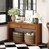 TREXM 55" Console Table, Rustic Wooden Entryway Table with Storage Drawers and Open Shelf, Elegant N715P235096H