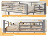 Grey Twin Bunk Bed Square Tube High Guardrail Side Ladder Opening Iron Bed 52361693