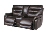 Contemporary Recliner Console Loveseat - Coffee or Wine Color Options - Power Reclining, B081109560
