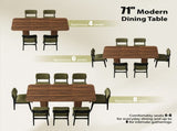 70.9" Rectangular Dining Table for 6 People, Fluted Panel Legs with 2 Side Storage Cabinets, MDF 65066596