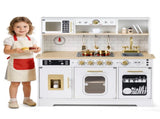 Kids Wooden Play Kitchen with Realistic Lights & Sounds, Pretend Ice Maker & Storage for Toddlers 24368819