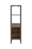 ZNTS Weathered Oak and Black Wine Rack with 1 Drawer B062P184584