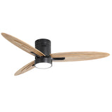 ZNTS 56 Inch Modern Design Flush Mount Ceiling Fan with Light and Remote Control, 3 Solid Wood Blades W934P211146