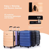 Expandable 3 Piece Luggage Sets PC Lightweight & Durable Suitcase with Two Hooks, Spinner Wheels, W284104370