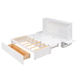 ZNTS Queen Size Mobile Murphy Bed with Drawer and Little Shelves on Each Side,White 86401985