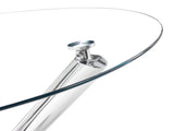 90*90*75cm Round Glass Dining Table Transparent Glass Table Leg Cross Design 73087134