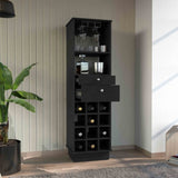 Classic Bar Cabinet, Two Drawers, Twelve Built-in Wine Rack-Black B20091835