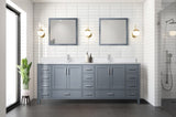 Dark Grey Double Bath Vanity 84 in. W x 22 in. D, with White Quartz Top B2731P258975